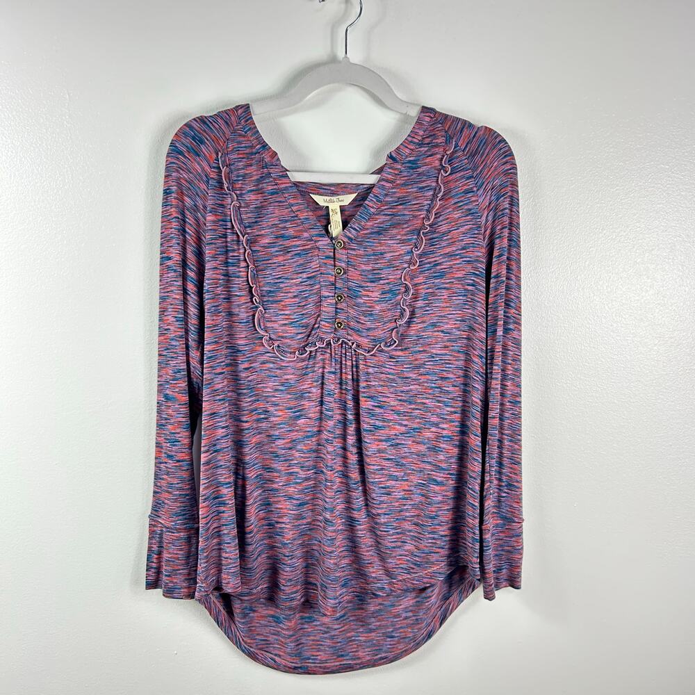 NEW Matilda Jane Purple Pink Ruffle Long Sleeved Blouse Size XS Moments With You
